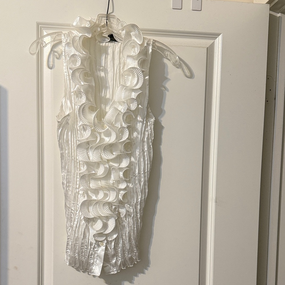 Elegant White Ruffled Blouse